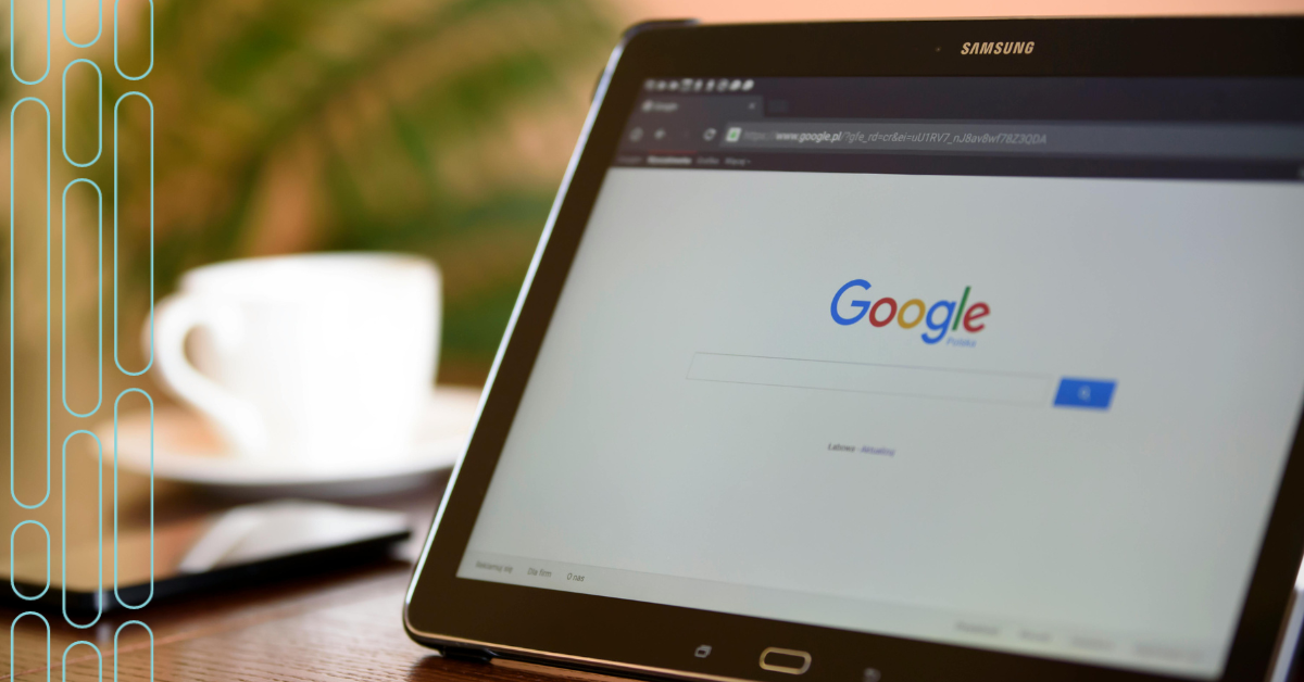 tablet on coffee table with google search opened